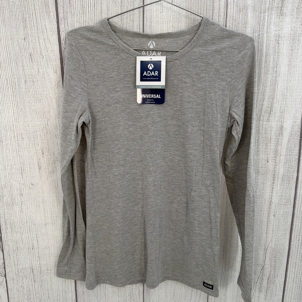 Adar Underscrub Tee Womens SMALL (Set of 2) Gray Comfort Long Sleeve T-Shirt